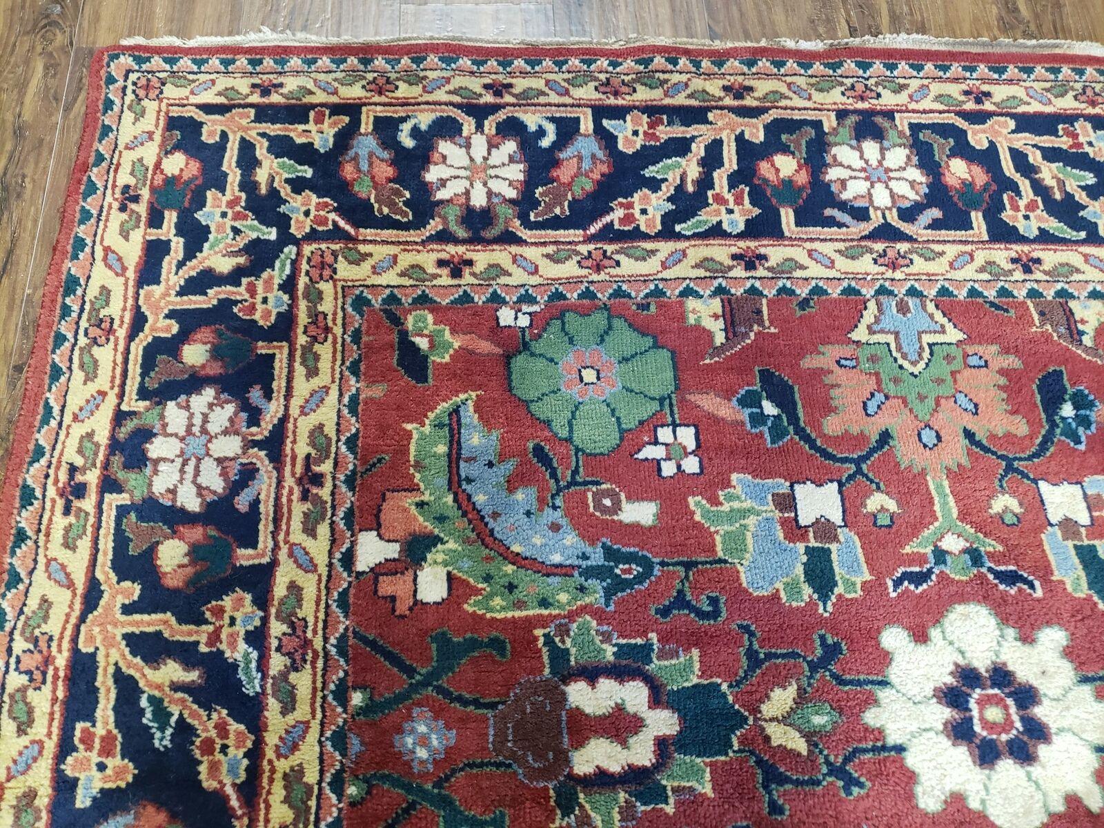 6' X 9' Vintage Handmade Indo Heriz Serapi Wool Rug Carpet Red Nice - Jewel Rugs