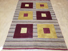 4x6 Colorful Tibetan Kilim Rug Vintage Wool Modern Rug Abstract Design Nice Gold Maroon Multicolor Carpet - Jewel Rugs