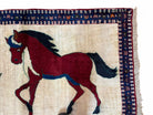 3.5 X 5 Handmade Hand-Knotted Quality Wool Pictorial Brown Horses Animal Rug - Jewel Rugs