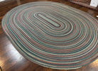 Large American Braided Oval Rug 9x12, Multicolor Braided Oval Carpet, Vintage Braided Rug - Jewel Rugs