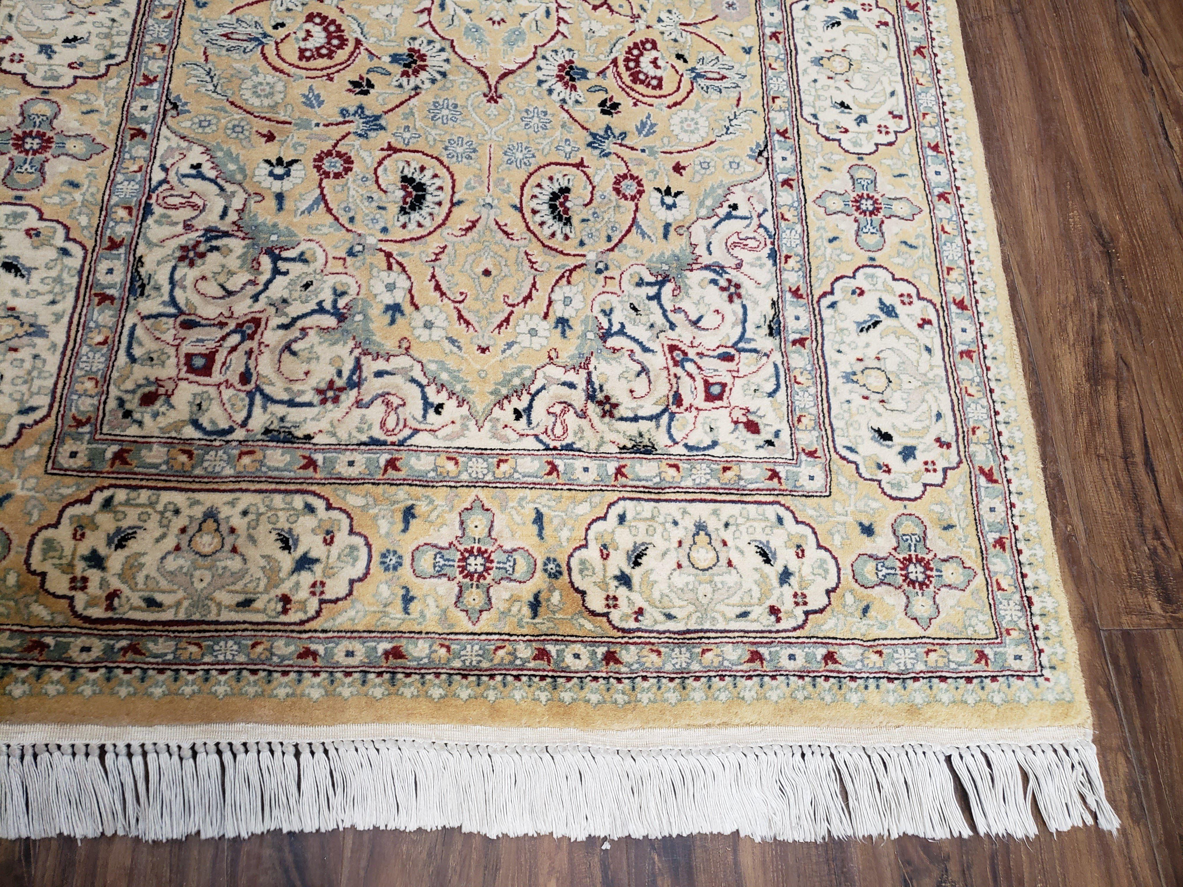 Pak Persian Rug 3x5 ft, Cream Ivory Blues, Light Colors, Hand Knotted Fine Oriental Carpet, Wool Area Rug, Floral, Traditional Rug 3 x 5 - Jewel Rugs