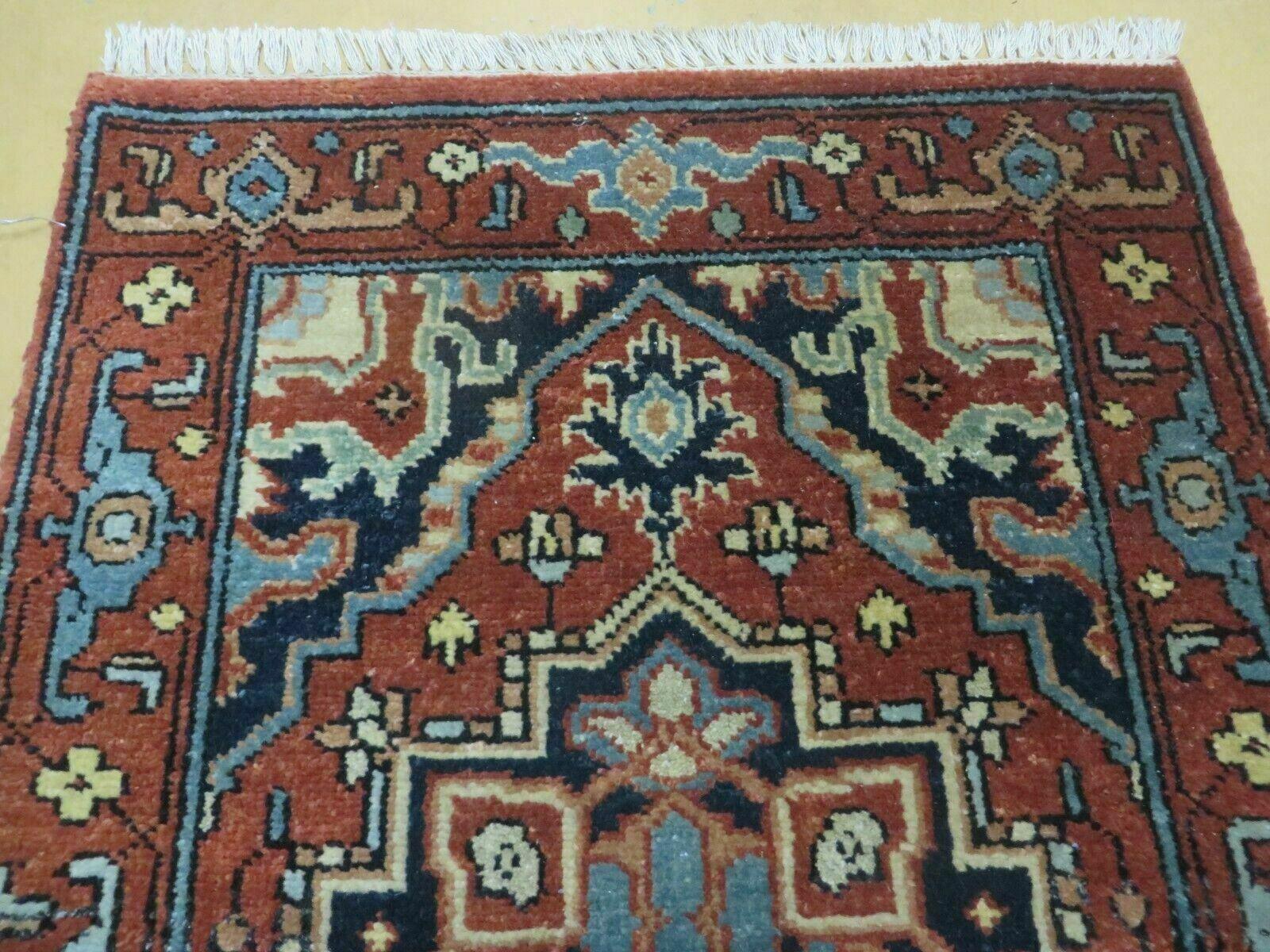 2' X 3' Handmade India Floral Oriental Wool Rug Carpet Vegetable Dye Rusted Red - Jewel Rugs