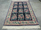 4' X 6' Vintage Finely Woven Handmade Willam Morris Arts & Crafts Chinese Wool Rug Black Carpet with Floral Pattern - Jewel Rugs