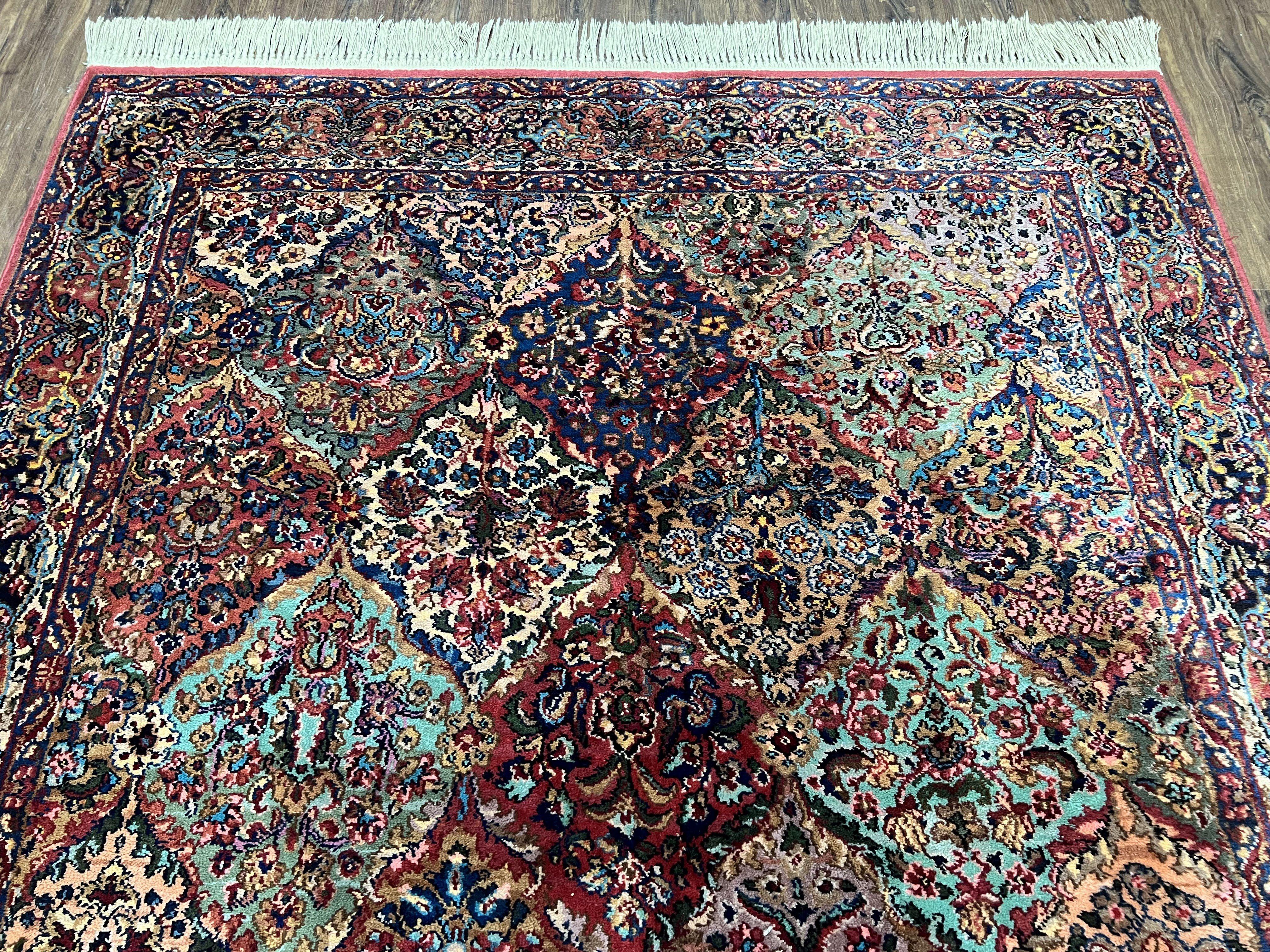 5.9 x 9 Karastan Rug Multicolor Panel Kirman #717, Karastan Carpet 6x9 Multipanel Kirman Oriental, Original 700 Series Vintage Wool Area Rug - Jewel Rugs