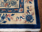 Vintage Chinese Carving Rug, Hand-Knotted Area Rug 9x12, Cream & Blue Art Deco Carpet, Asian Style Rugs, Soft Plush Wool Living Room Rug - Jewel Rugs