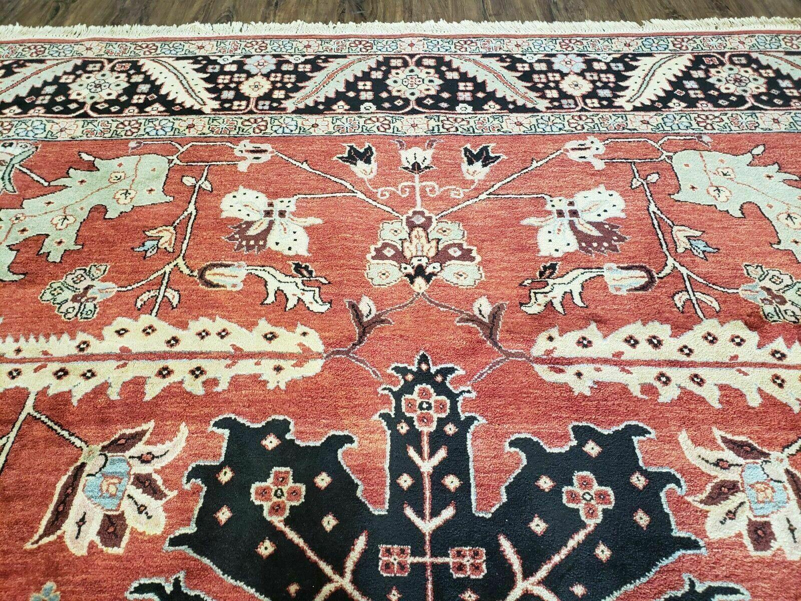 10' X 14' Vintage Hand Made Turkish Wool Rug Carpet Red Black Hand Knotted Nice - Jewel Rugs