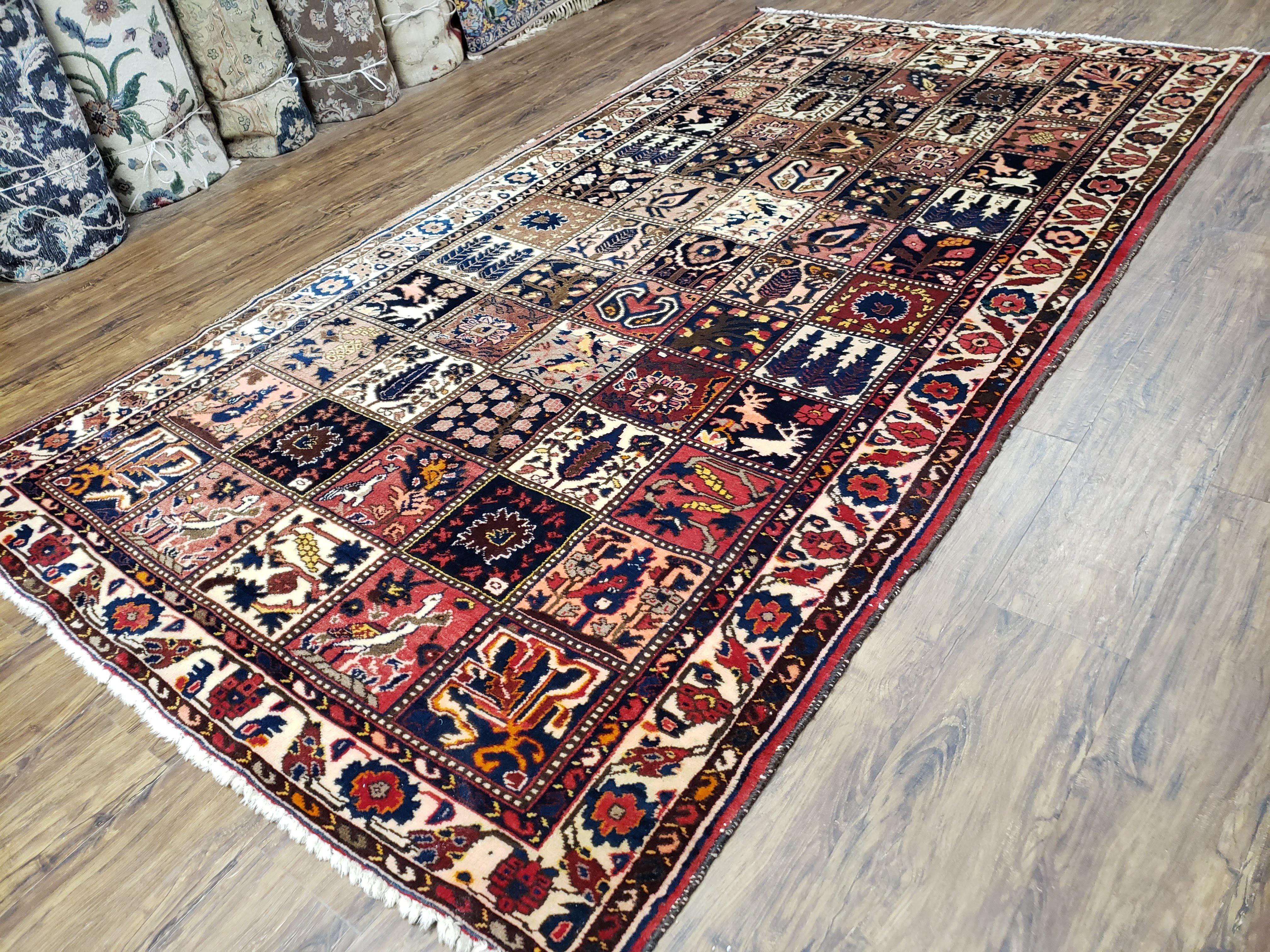 Antique Persian Bakhtiari Rug circa 1920s, Kheshti Panel Design, Wool, Hand-Knotted, 5'3" x 10' - Jewel Rugs