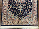 Pak Persian Rug 3x5, Floral Medallion Oriental Carpet 3 x 5 ft, Pakistani Rug, Navy Blue Light Gray, Hand-Knotted Wool Traditional Area Rug - Jewel Rugs