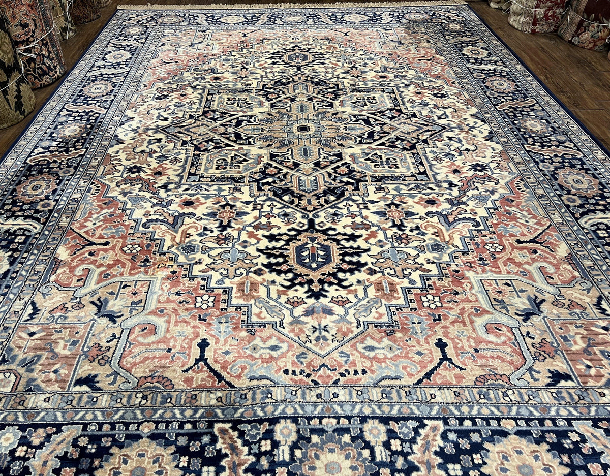 Karastan Rug 8.8 x 12 Blue Heriz 748, Wool Karastan Carpet, Discontin