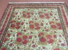 5' X 6' Antique Handmade India Floral Oriental Wool Rug Roses Flowers Traditional Contemporary Design - Jewel Rugs