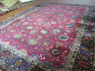 9' X 12 Antique 1920s Handmade Agra Indo Rug Beautiful Wine Red Vegetable Dye - Jewel Rugs