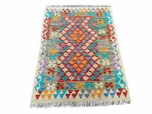 3x5 Colorful Kilim Rug 5 x 3 Multicolor Turkish Chobi Kilim Rug Small Flatweave Wool Playroom Rug New Tribal Kilim Rug - Jewel Rugs
