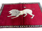 4 X 6 Handmade Hand-Knotted Quality Wool Rug Zagros Lion Red Ivory Tribal Rug - Jewel Rugs