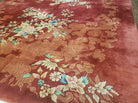 9' X 11' Handmade Art Deco Chinese Wool Rug Nichols Fete Carpet Rusted Brown Red - Jewel Rugs