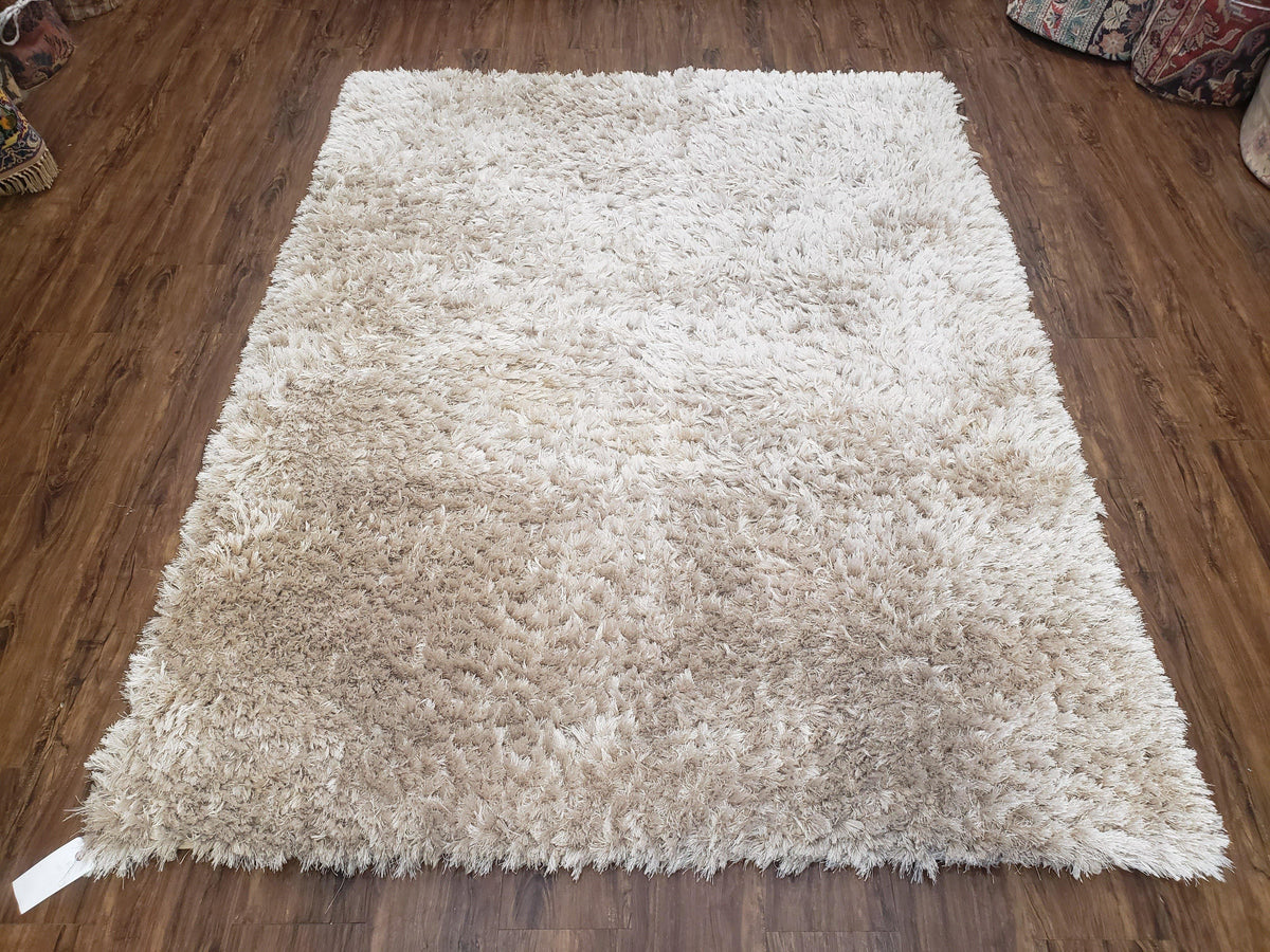 Ivory Shag Rug 5x7 - 6x7, Medium Flokati Carpet 5'7