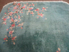 4' X 7' Antique Handmade Art Deco Chinese Peking Wool Rug Flowers Teal Nice - Jewel Rugs