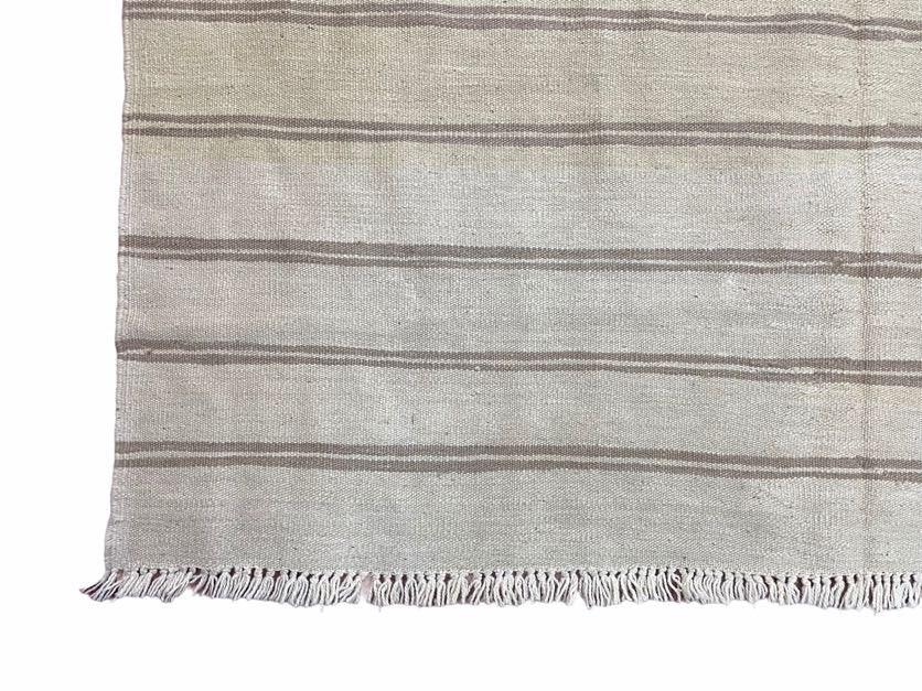 5x8 Turkish Kilim Rug, Flatweave Carpet, Striped Blanket, Southwestern Design, New, Gray, Wool, High Quality, Hand-Knotted - Jewel Rugs