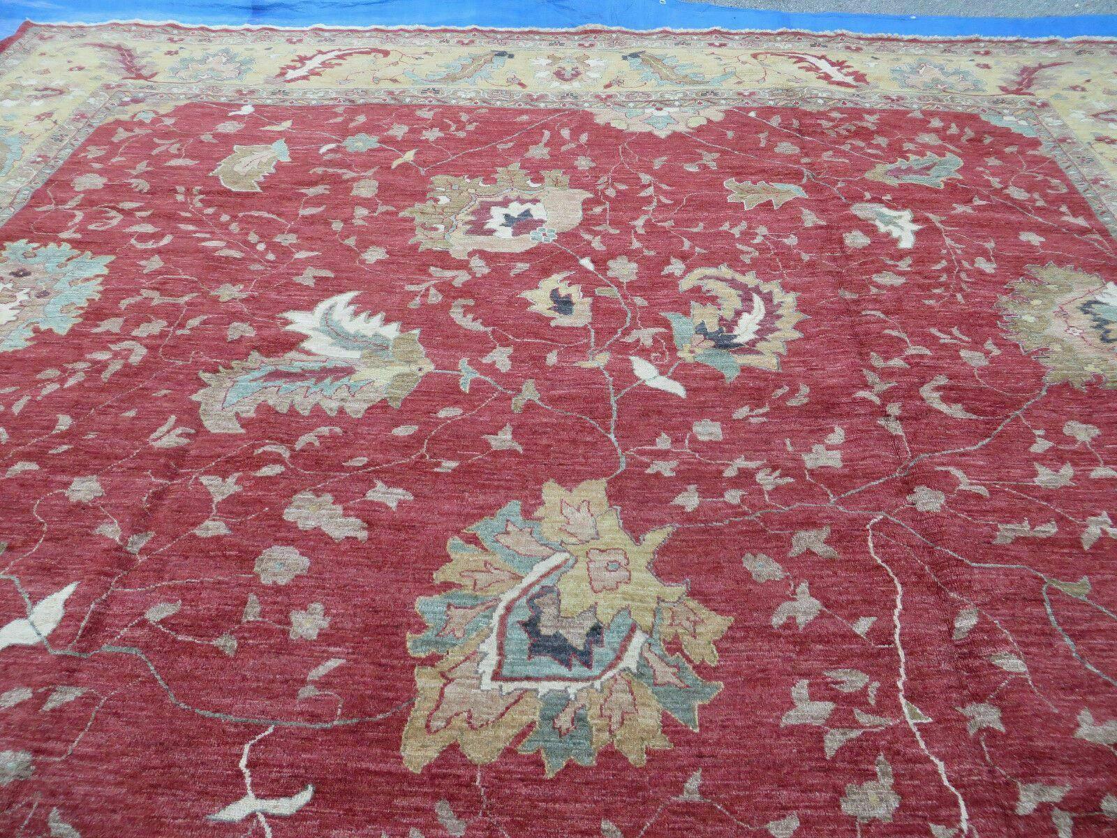 12' X 18' Vintage Handmade Egyptian Wool Red Area Rug Large Palace Size Carpet - Jewel Rugs