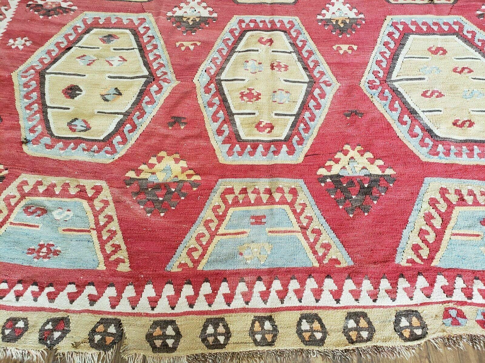 8' X 12' Vintage Turkish Kilim Handmade Flat Weave Wool Rug Veg Dyes - Jewel Rugs