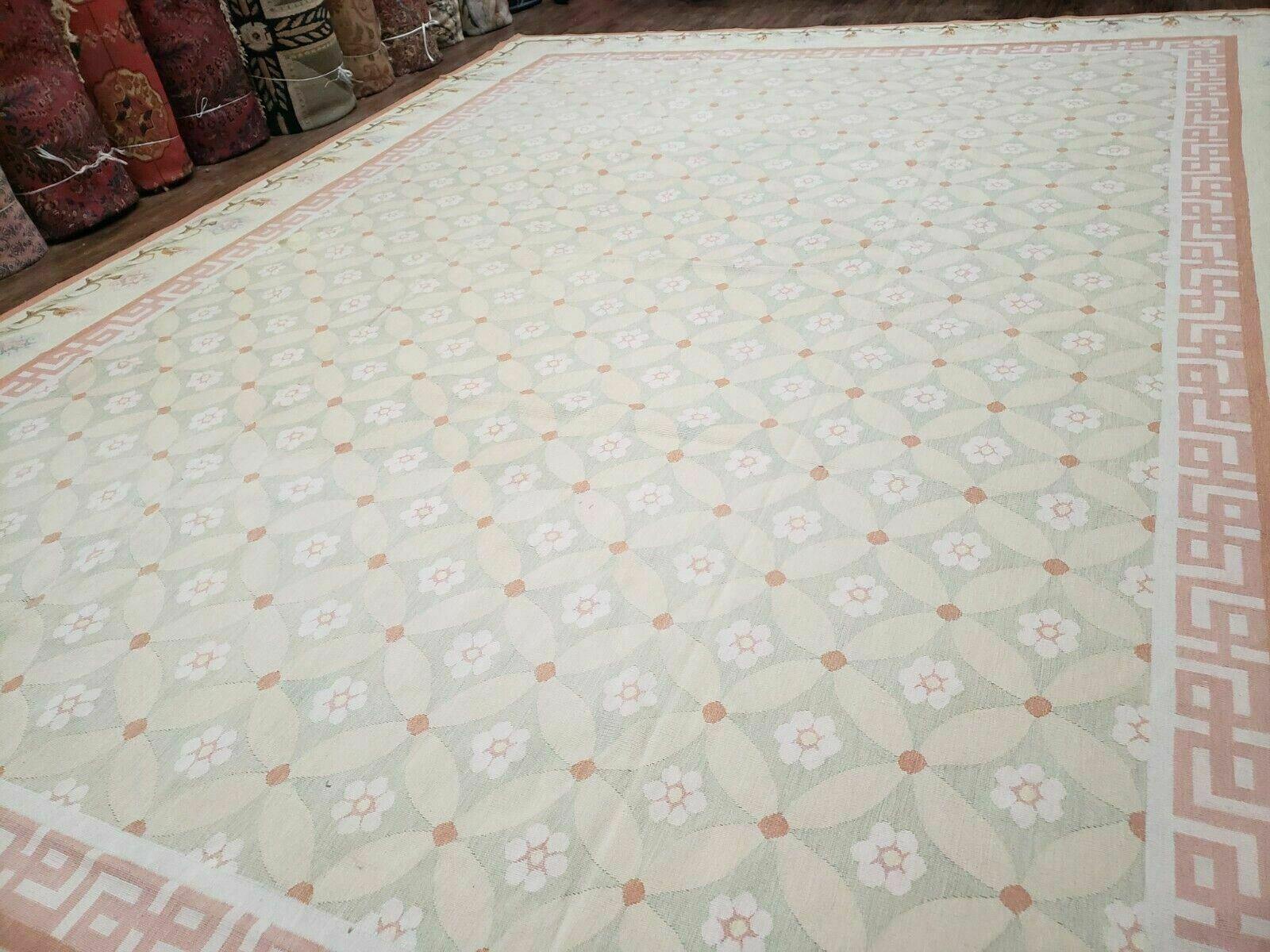 11' X 15' Magnificent Handmade Wool Rug Aubusson Weave Savonnerie Flat Pile - Jewel Rugs