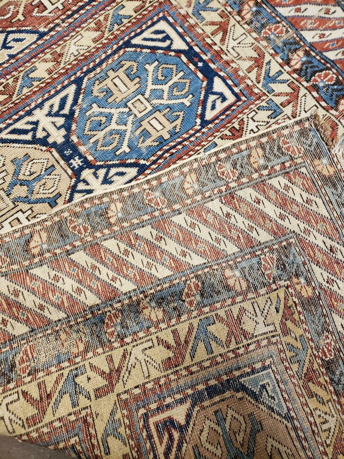 3' 4" X 4' 11" Antique Handmade Shirvan Kazak Caucasian Wool Rug Colorful - Jewel Rugs