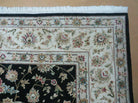 8' X 10' Vintage Handmade Chinese Floral Oriental Wool Silk Rug Black Nice - Jewel Rugs