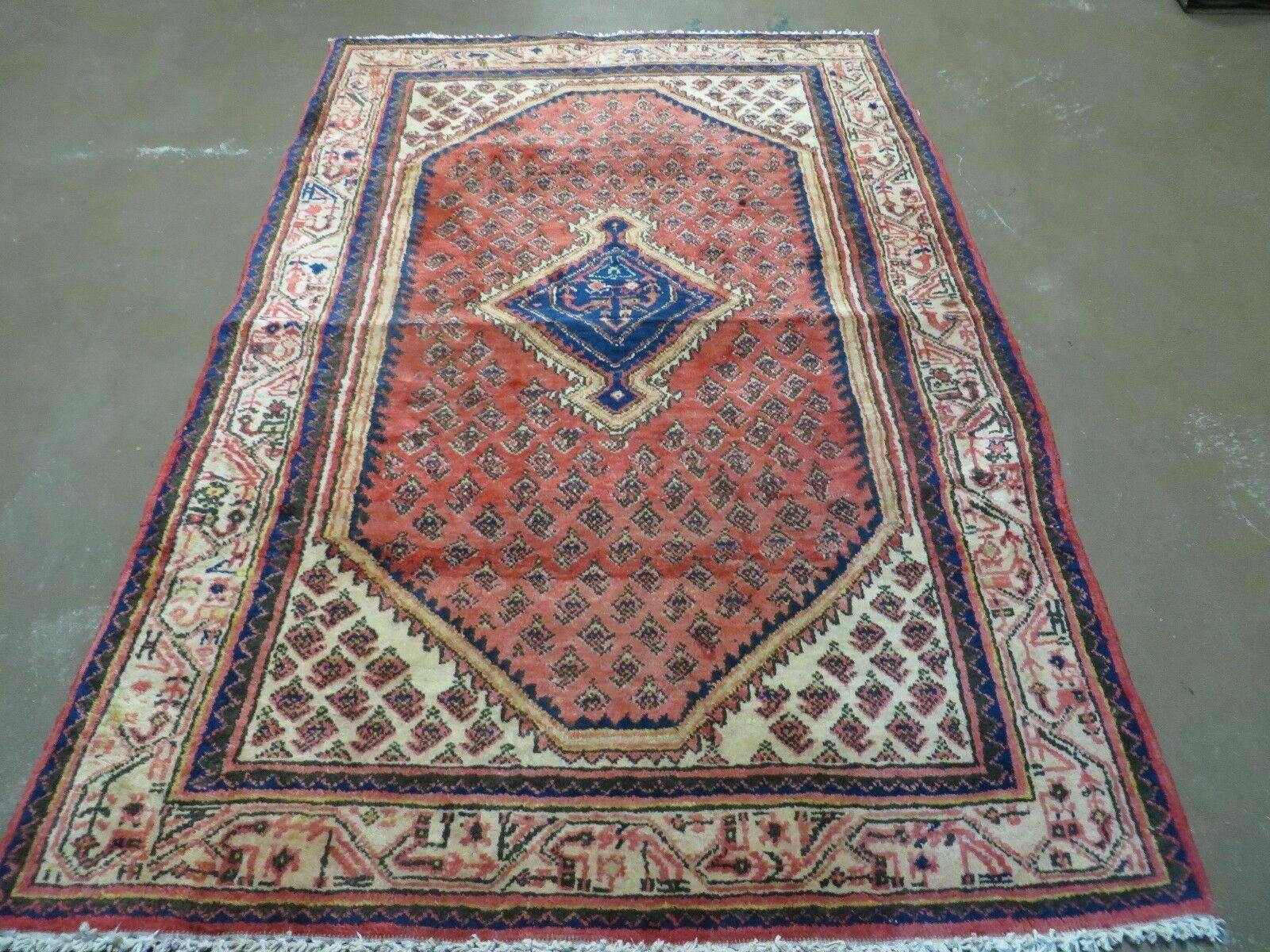 4' X 6' Antique Handmade Indian Wool Rug Red Vegetable Dyes Nice - Jewel Rugs