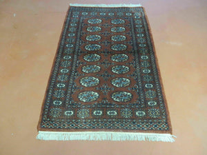 3' X 4' Vintage Handmade Pakistan Turkoman Bokhara Fine Woven Wool Rug - Jewel Rugs