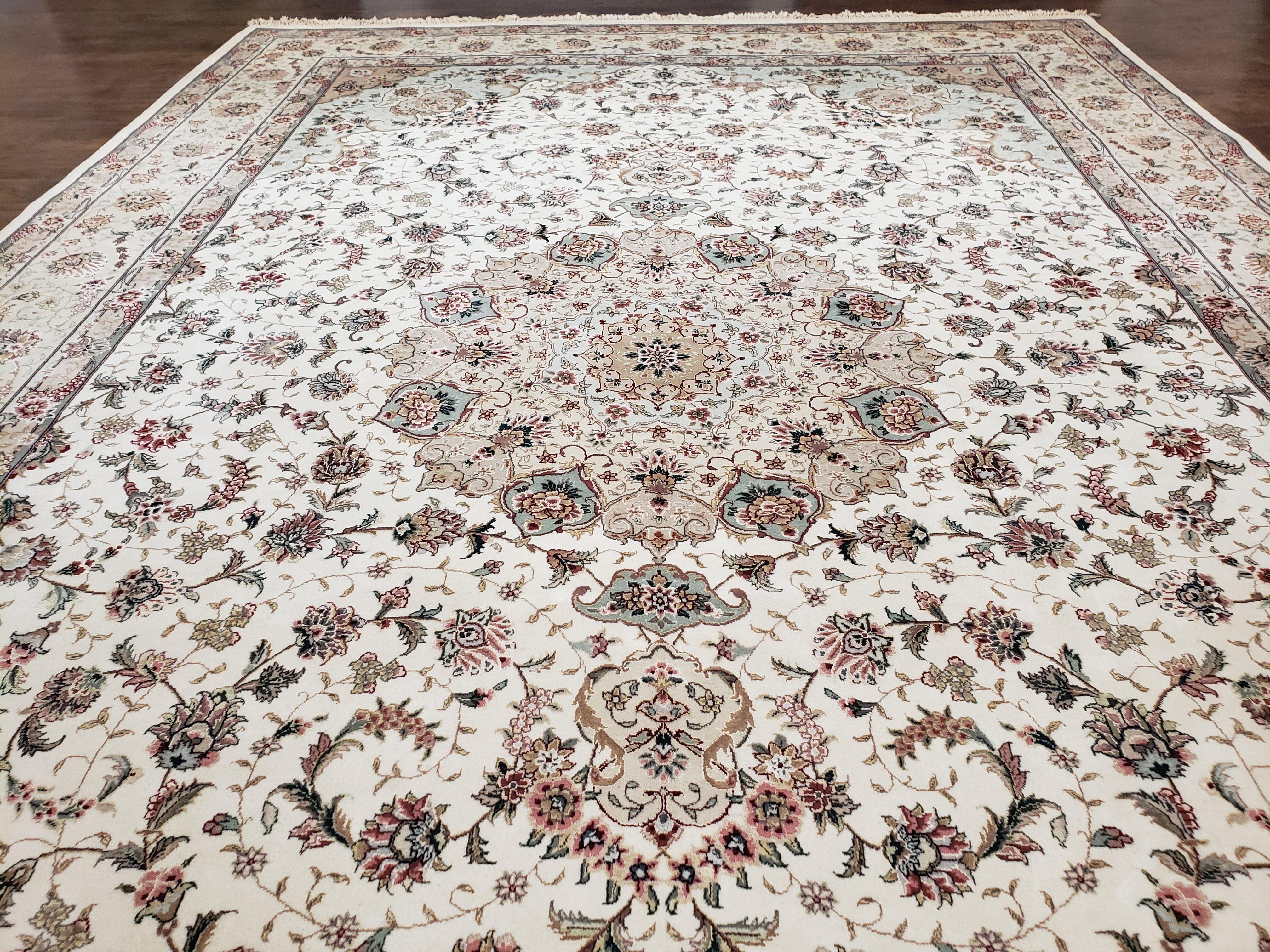 Vintage Rug, Hand-Knotted Oriental Carpet, Sino-Persian Rug, Elegant Traditional Rug, Central Medallion, Floral, Wool Silk Area Quality Rug - Jewel Rugs