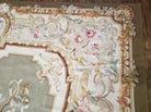 9' X 12' Handmade Aubusson Weave Needllepoint Flat Pile Wool Rug Beige Olive - Jewel Rugs