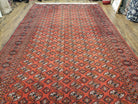 Red Bokhara Rug 7x13, Traditional Turkoman Carpet, Afghani Rug 7 x 13, Afghanistan Carpet 7.3 x 12.9, Hand-Knotted, Vintage, Wool, Nice - Jewel Rugs