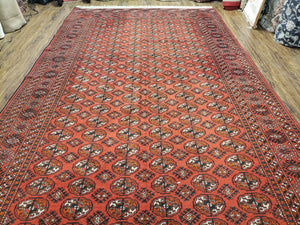 Red Bokhara Rug 7x13, Traditional Turkoman Carpet, Afghani Rug 7 x 13, Afghanistan Carpet 7.3 x 12.9, Hand-Knotted, Vintage, Wool, Nice - Jewel Rugs
