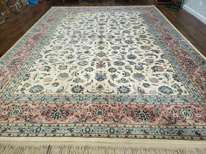 8' 8" X 12' Karastan Ivory Rose Kashann # 768 Wool Rug American Made Nice - Jewel Rugs