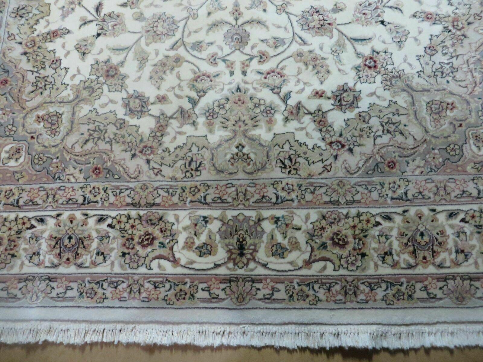 6' X 9' Vintage Chinese Floral Oriental Handmade Virgin Wool Silk Rug Ivory - Jewel Rugs