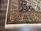 Indo Persian Rug 9x12, Animals Lions Peacocks Birds, Vintage Indian Oriental Carpet 9 x 12, Taba Tabaie, Wool Handmade, Cream Orange Navy - Jewel Rugs