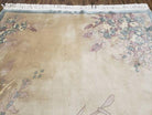 6' X 9' Vintage Hand Made CHINESE Art Deco 90 LINES Wool Rug Flowers Nice - Jewel Rugs