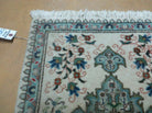 1' 9" X 2' 5" Handmade Indian Wool Rug Lahore Floral Design Small Oriental Rug Beige & Teal - Jewel Rugs