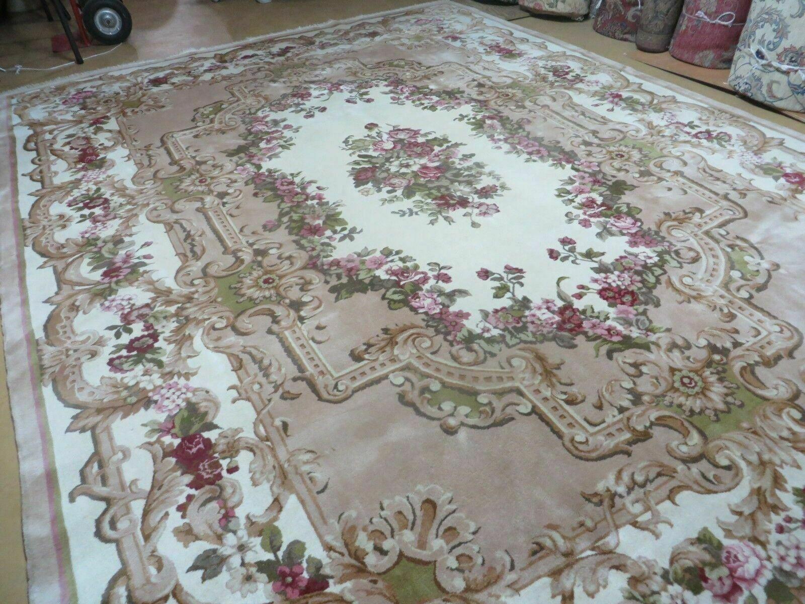 8' 6" X 12' Handmade Art Deco Aubusson Chinese Wool Rug Plush Pile Carpet Nice - Jewel Rugs