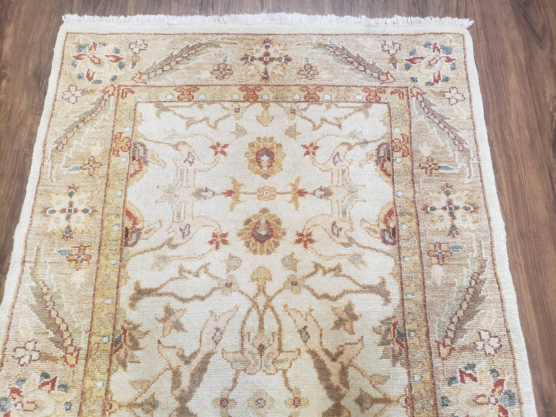 Vintage Turkish Oushak Small Area Rug 3x5, Wool Hand-Knotted
