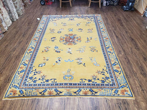6' X 9' Antique Handmade Art Deco Nichols Peking Chinese Rug Carpet Gold Blue - Jewel Rugs