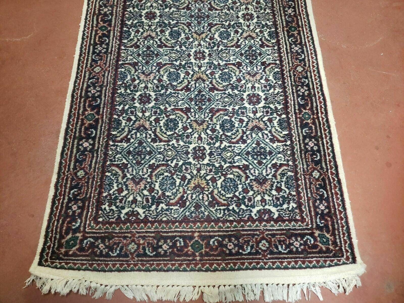 2' 9" X 20' Vintage Oriental India Floral Hand Made Wool Runner Rug Ivory Nice - Jewel Rugs