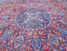 Antique Persian Mashad Oversized Area Rug, 12x17, Red, Wool, Hand-Knotted, Low Pile - Jewel Rugs