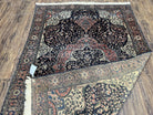 Antique Persian Sarouk Farahan Rug 4.4 x 6.7, Collectible Persian Carpet, Very Fine 1880s Late 19th Century Rug, Floral Medallion, Black Red Oriental Rug - Jewel Rugs