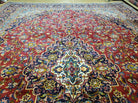 9' 6" X 13' 4" Antique Authentic Oriental Handmade Vegetable Dye Floral Area Rug Red Xlarge Allover Floral Top Quality - Jewel Rugs