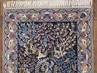 Semi Antique Persian Isfahan Rug, Hand-Knotted, Tree of Life Pattern with Animal Motifs, Dark Blue and Taupe, Kork Wool on Silk Foundation, 2'4" x 3'5" - Jewel Rugs