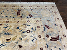 Beautiful Oversized Indian Oriental Rug 12x17 Palace Sized Handmade Wool Carpet, Indo Mahal Oushak, Indo Persian Rug, Oatmeal Light Blue Tan - Jewel Rugs