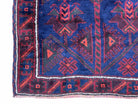 2'10"X 4'7" Vintage Handmade Tribal Wool Rug Balouchi Rug Afghan Rug Blue Red - Jewel Rugs