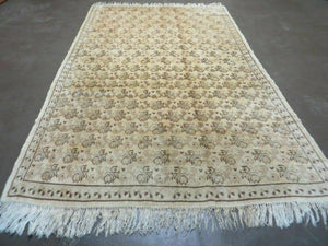 5' X 8' Antique Handmade Turkish Oushak Wool Rug Carpet Organic Dyes Beige Ivory Vintage Bohemian Boho Home Décor - Jewel Rugs