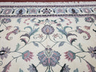 Ivory & Teal Indo Persian Area Rug 9x12, Wool Hand-Knotted Oriental Carpet, 9 x 12 Soft Traditional Living Room Rug, Dining Room Rug - Jewel Rugs