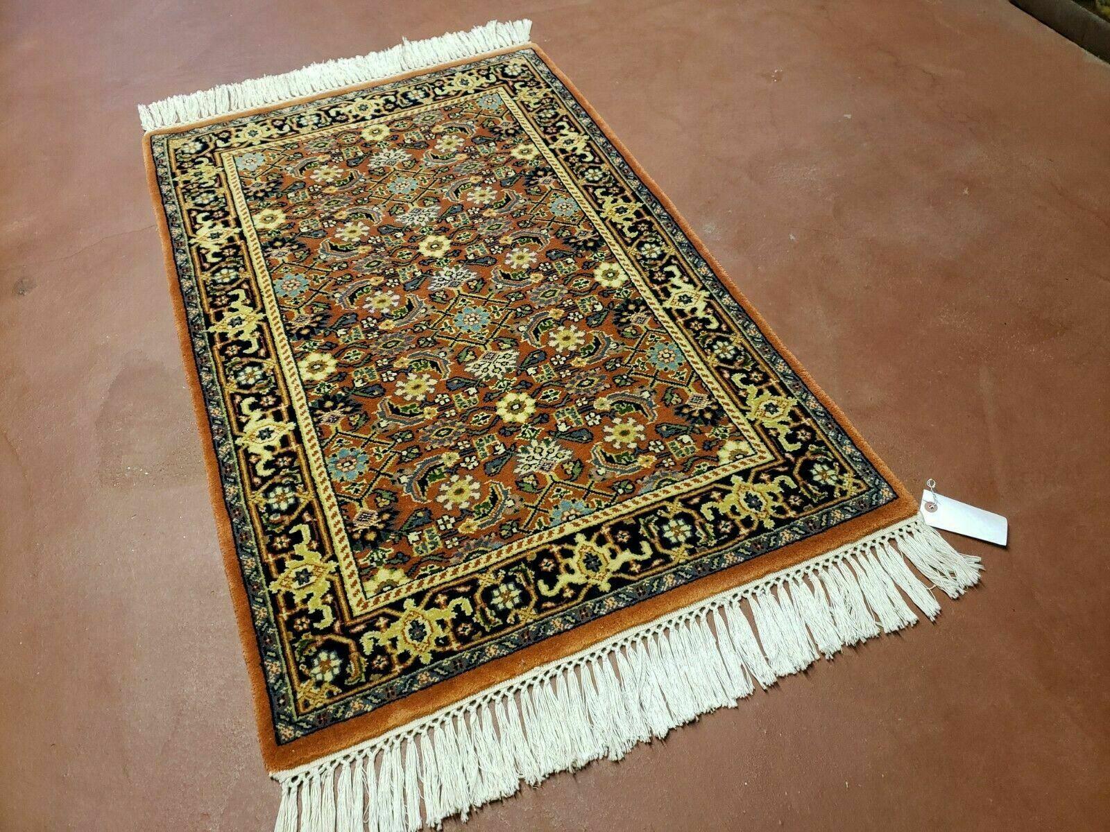 2' 7' X 4' Vintage Handmade India Amritsar Wool Floral Rug Vegetable Dyes Nice - Jewel Rugs